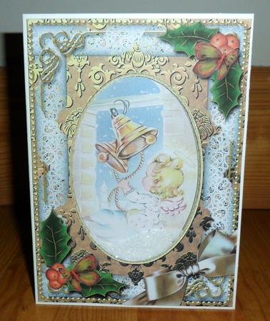 Bell Angel Holly 7x5in Card Picture and Shaker Frame by Johanna Lambert