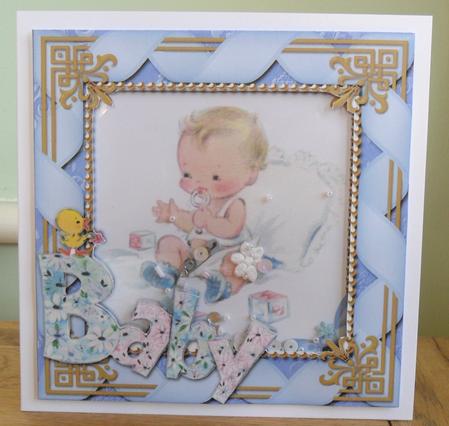 Baby Boy Square Card Front and Frame Shaker by Johanna Lambert