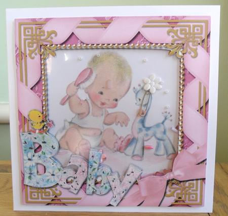 Baby Girl Square Card Front and Frame Shaker by Johanna Lambert