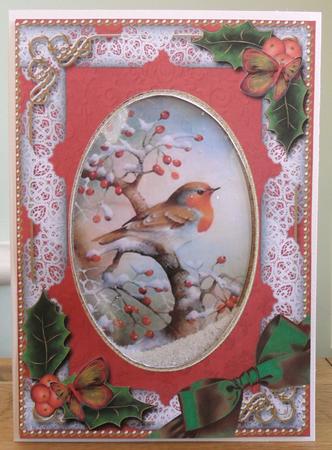 Robin 1 Holly 7x5in Card Picture and Shaker Frame by Johanna Lambert