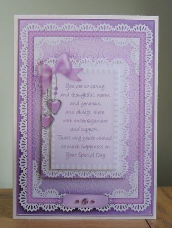 A5 Special Day Lace and Pearls Quick Card with Pyramage by Johanna Lambert