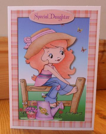 Little Country Girl with Decoupage by Johanna Lambert