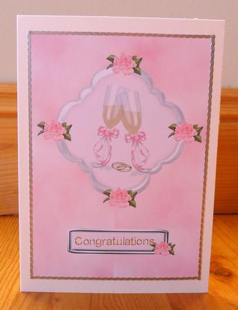 Pink Roses and Flutes Cut and Fold Card by Johanna Lambert