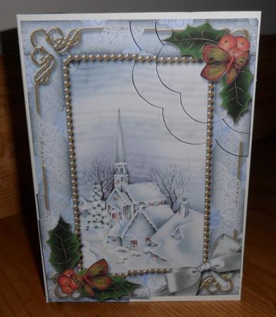 Blue Church Holly 7x5inch Scalloped Duo Corner Stacker by Johanna Lambert