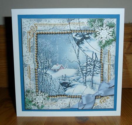 Blue Winter Walk Blue All 4 Rounded Corner Card Front by Johanna Lambert