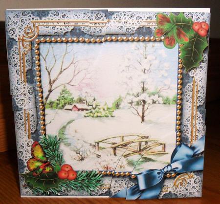 Winter Morning Holly 6 Inch Duo Corner Stack Card Front by Johanna Lambert