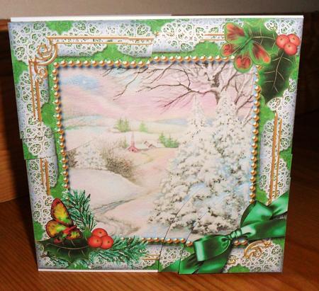 Christmas Stream Holly 6 Inch Duo Corner Stack Card Front by Johanna Lambert