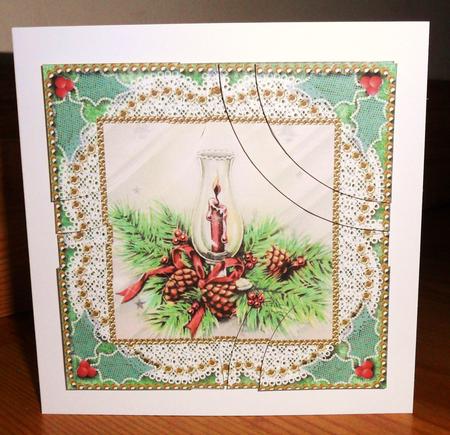 Candle Lantern1 Lace All 4 Rounded Corner Card Front by Johanna Lambert