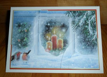 Robins by the Christmas Window 2 Corner Stacker by Johanna Lambert