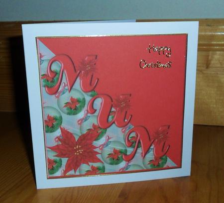Christmas Mum with Poinsettias Diagonal Over the Edge by Johanna Lambert