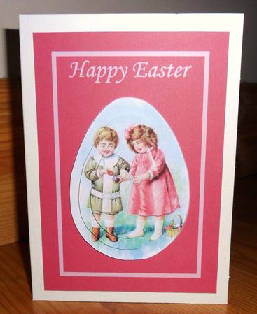 Collecting Eggs Easter Card Front and Pyramid by Johanna Lambert