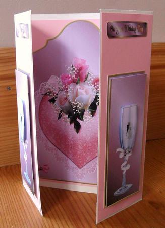 Anniversary/wedding Champagne & Roses Gatefold & Decoupage by Johanna Lambert