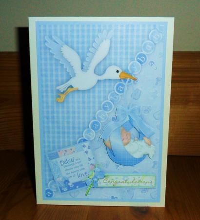 New Baby Boy & Stork Topper and Decoupage by Johanna Lambert