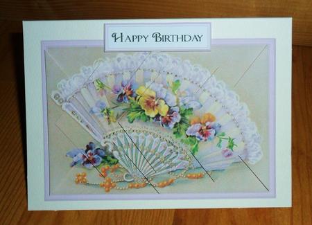 Frilly Fan with Pansies - Diamond Stacker Card by Johanna Lambert