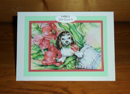 Puppy in the Tulips - Diamond Stacker Card by Johanna Lambert