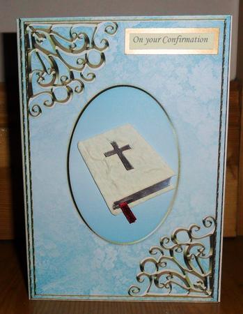 Textured Floral Card Front - Aqua by Johanna Lambert