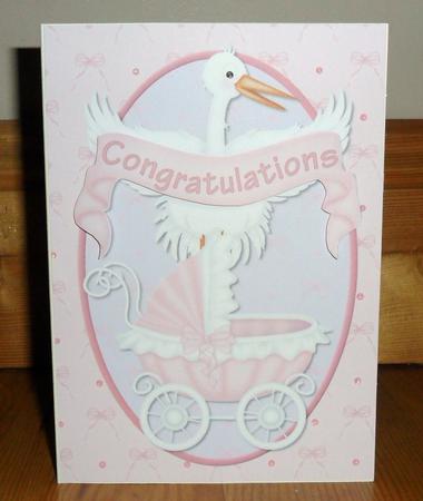 Baby Girl Congratulations Quick Decoupage Card Front by Johanna Lambert