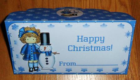 Little Girl in Blue & Snowman - Christmas Money Wallet by Johanna Lambert