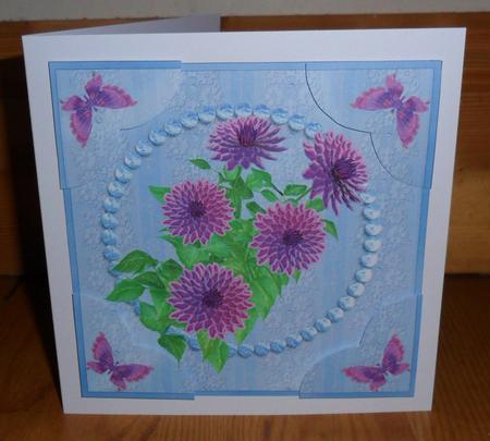Butterflies & Dahlias - 6" Square Duo/quadro Corner Card by Johanna Lambert