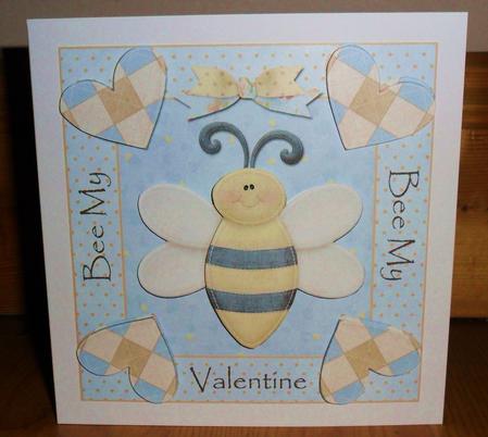 Bee My Valentine Square Card Front by Johanna Lambert