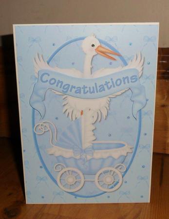 Baby Boy Congratulations Quick Decoupage Card Front by Johanna Lambert