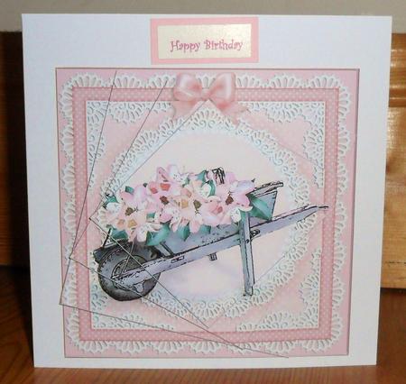 8 x 8 Flower Filled Wheelbarrow Twisted Pyramage Kit by Johanna Lambert