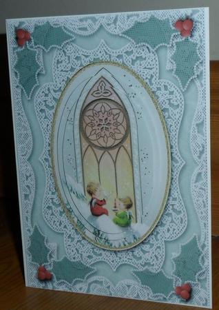 Christmas Church Window A5 Lace Card Front Step by Step by Johanna Lambert
