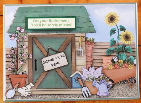 Gone for Tea Gardening A4 Card Front by Johanna Lambert