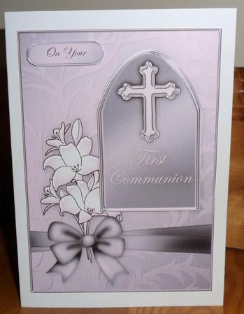 5 x 7 First Communion Metallic Greeting with 3D Decoupage by Johanna Lambert