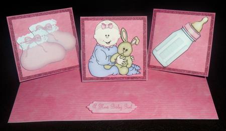 Baby Girl Triple Easel Twist Card by Johanna Lambert