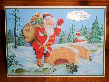 Christmas Santa in the Snow Decoupage Topper by Johanna Lambert