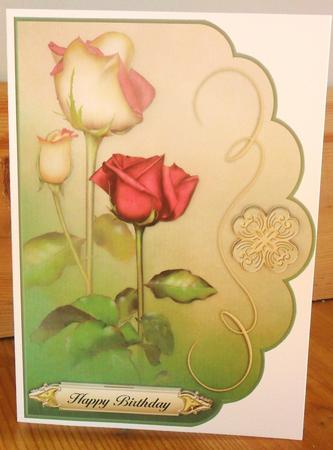 Red Summer Roses - Scalloped Edge Card by Johanna Lambert