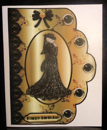 Black Beauty Scallop Edge Card Front by Johanna Lambert