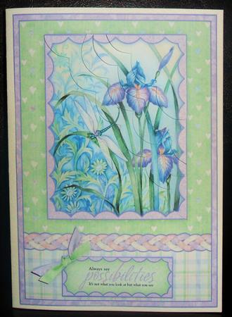 Iris and Dragonfly 2 Card and Wavy Corner Stacker by Johanna Lambert