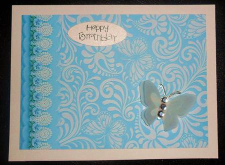 Aqua Swirls and Butterflies with Lace Scalloped Border Duo by Johanna Lambert