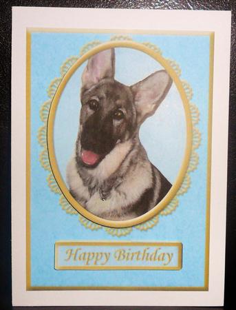 German Shepherd Various Occasion Blue Card Front by Johanna Lambert