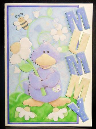 Ducky with Flower Over the Side Mummy Card by Johanna Lambert