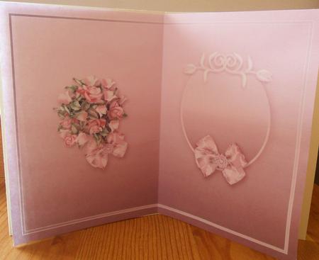 Summer Pink Roses Bouquet in a Ribbon Wrap Matching A5 Inser by Johanna Lambert