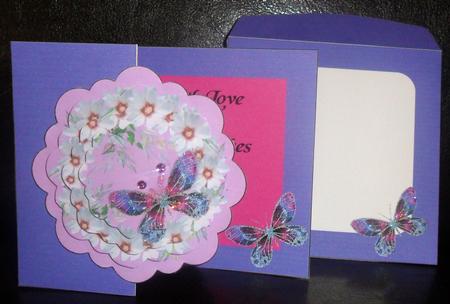 Butterfly on Flower Wreath Scalloped Fold Back Card Kit by Johanna Lambert