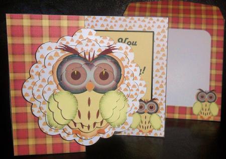 Owl Scalloped Fold Back Card Kit by Johanna Lambert