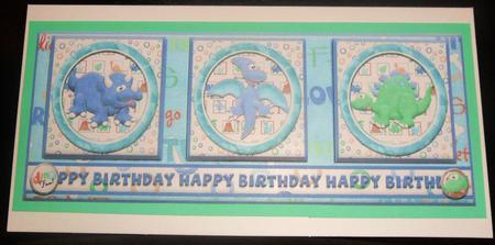 Three Cute Dinosaurs Dl Card Front by Johanna Lambert