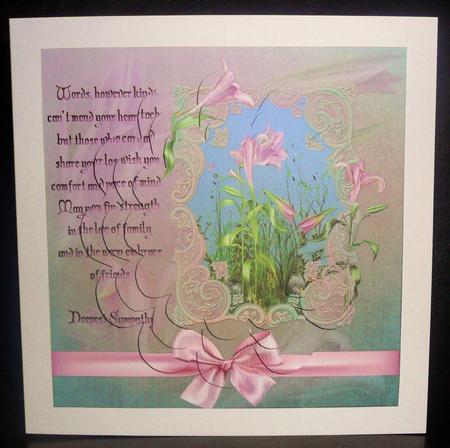 Pink Lily's & Verse Sympathy with Flower Shape Pyramage by Johanna Lambert