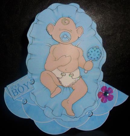Sleeping Baby Boy Doodles Shaped 3D Card by Johanna Lambert