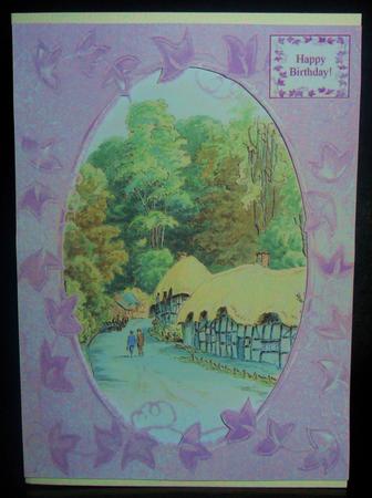 Thatched Cottages Wherwell Hampshire Card & Sentiments by Johanna Lambert