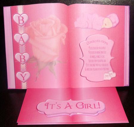 It's a Girl! Easel Book Card with Decoupage by Johanna Lambert