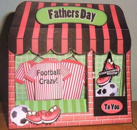 3D Football Crazy Window Pop Up Card Decoupage N Envelope by Johanna Lambert