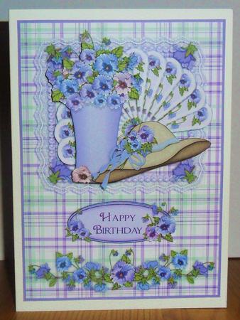Perfectly Purple Pansies - Decoupage Card by Johanna Lambert