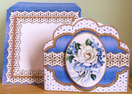 Wedding Roses Em Anglaise Scalloped 3D Decoupage Card Kit by Johanna Lambert
