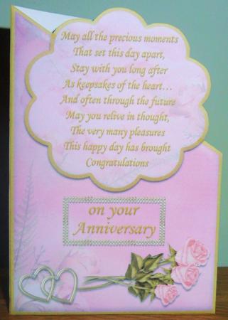Pink Roses Anniversary Card with Verse by Johanna Lambert