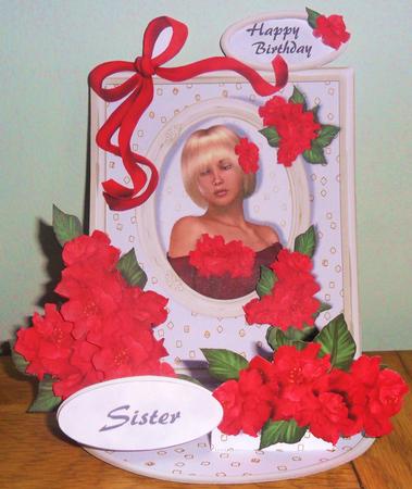 Giant Easel Tableau 3D Card Kit - Lady of the Hibiscus by Johanna Lambert